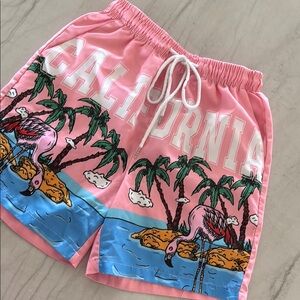 ROMWE Pink California Print Men Shorts